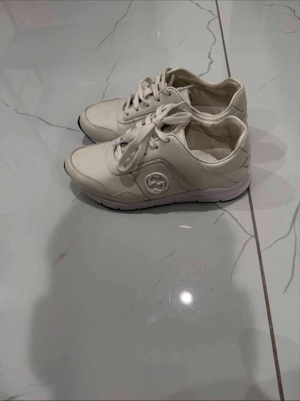 Gucci Off-White Leather Logo Sneakers